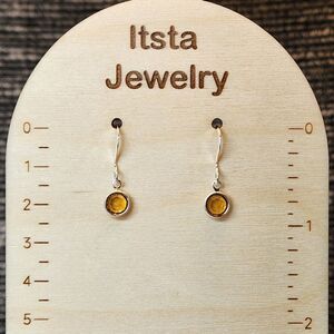 Swarovski Channel Drop Earrings Topaz Sterling Silver Earwires Birthstone